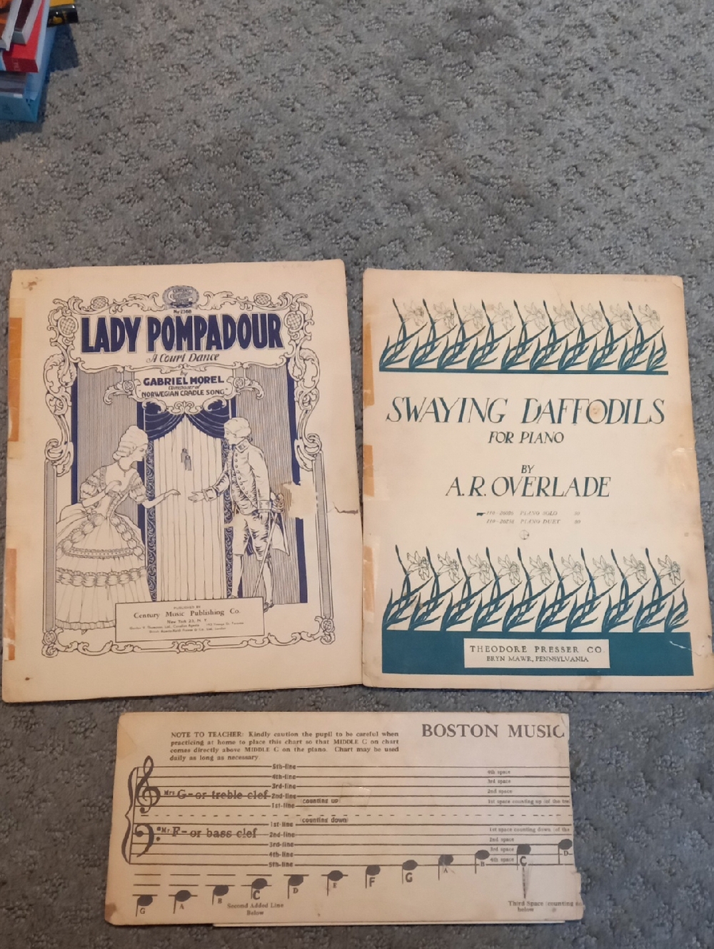 Vintage sheet music and student note aids x2